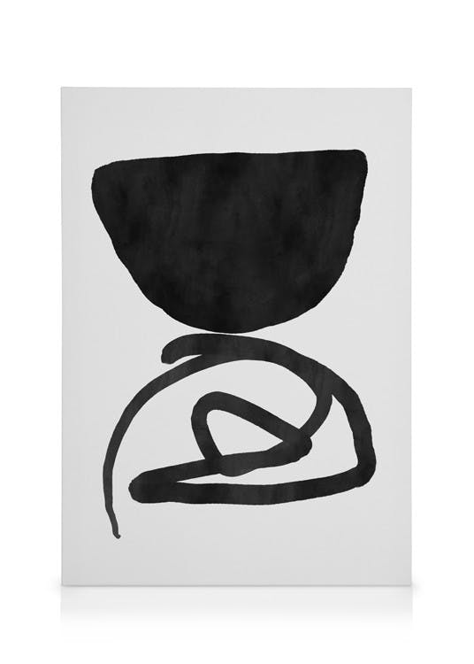 Canvas Prints Black Abstract Shapes No2 Canvas print (30x40 cm - Oak Frame)