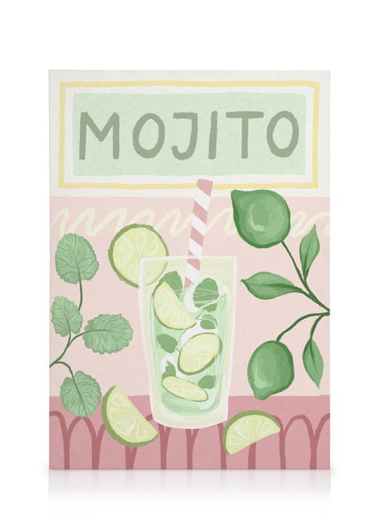 Canvas Schilderijen Mojito Cocktail Canvas (50x70 cm - Fotolijst Zwart)