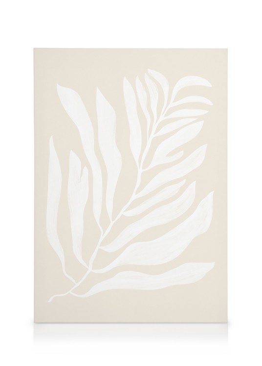 White Botanical No2 Tableau sur toile - Plante sur beige - desenio.fr