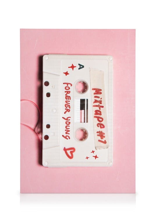 Mixtape Stampa su Tela (50x70 cm - Cornice in nero)- Motivi vintage