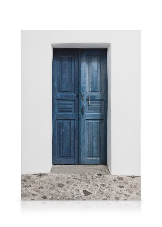 Canvas Prints Oia Blue Door Canvas print (30x40 cm - Black Frame)