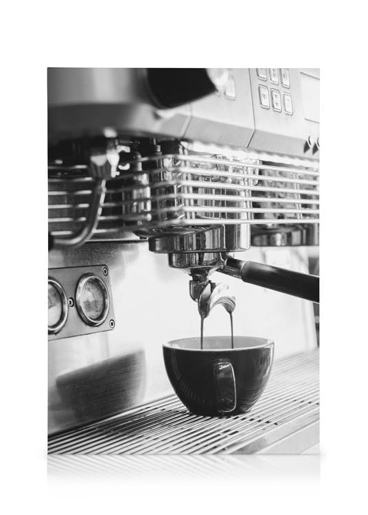 Espresso Brew Toile (30x40 cm - Cadre noir) - Noir et blanc
