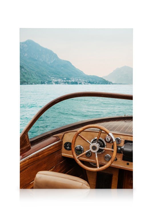 Canvas Prints Boat on Lake Como No1 Canvas print (30x40 cm - Oak Frame)