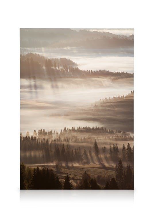 Obrazy na płótnie Sun Rays Through Mist Obraz na płótnie (30x40 cm - Czarna ramka)