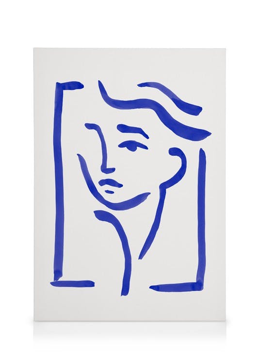 Canvas Schilderijen Portrait in Blue Canvas (50x70 cm)