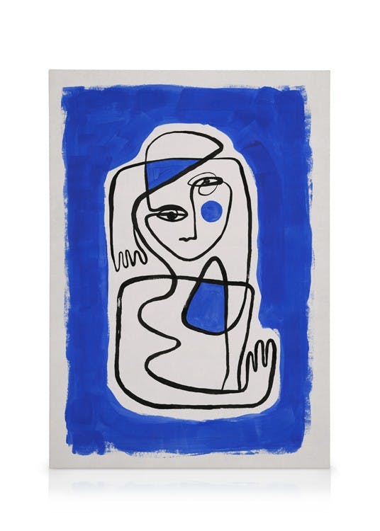 Pose in Blue Toile (50x70 cm - Cadre noir) - Toiles
