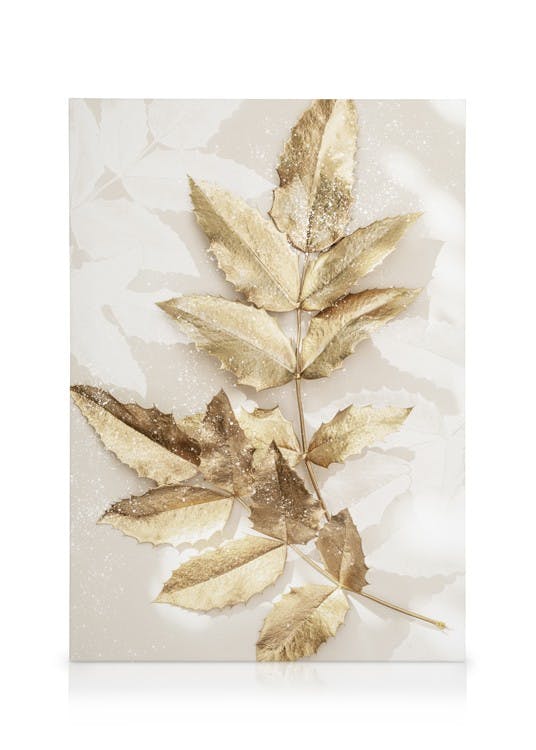 Golden Leaves No2 Toile (70x100 cm - Cadre noir) - Plantes vertes