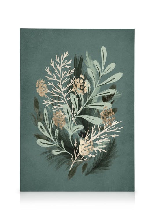 Green Botanical Toile (70x100 cm - Cadre de chêne) - Plantes vertes