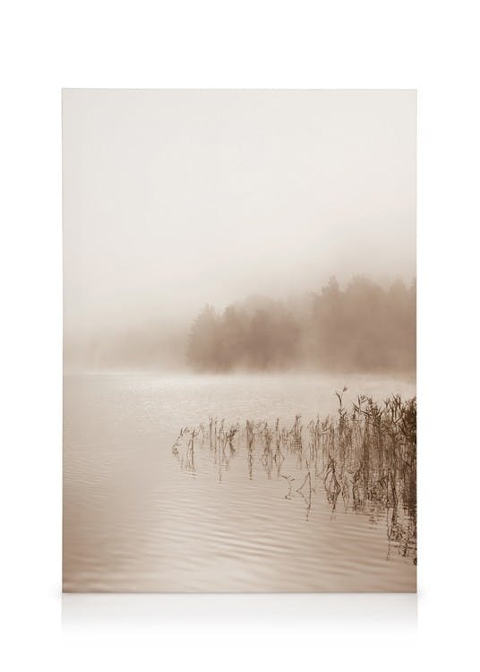 Obrazy na płótnie Calm Foggy Lake Obraz na płótnie (50x70 cm - Ramka dębowa)