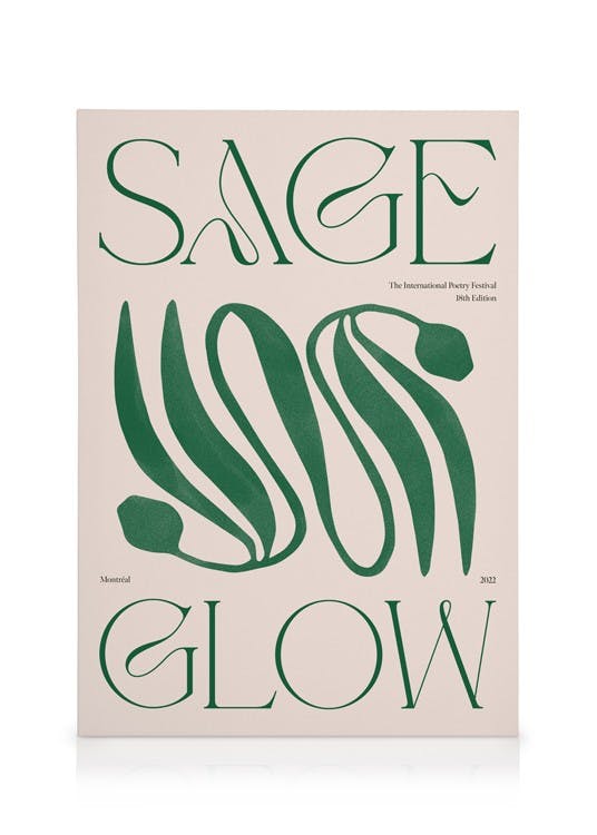 Sage Glow Toile (50x70 cm - Cadre de chêne) - Motifs texte