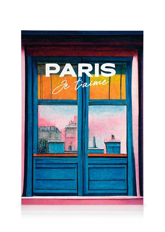 A Paris Window Stampa su Tela (30x40 cm - Cornice in nero)- Città