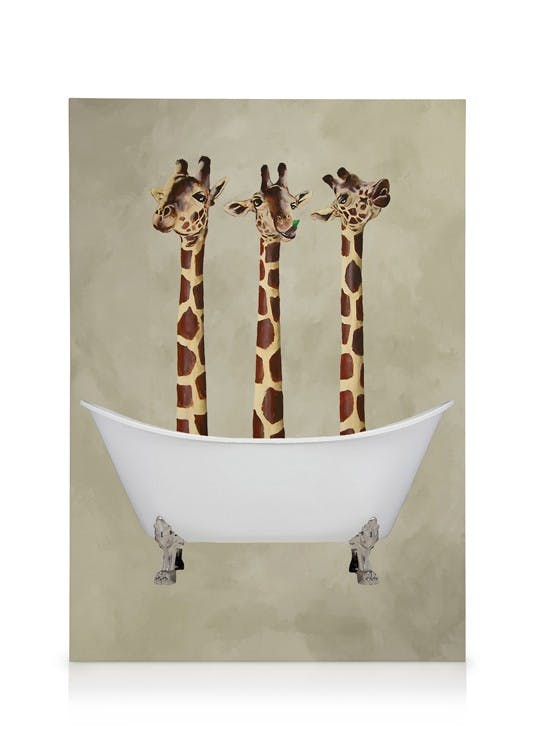 Coco De Paris - Giraffes in Bathtub Toile (30x40 cm - Cadre noir) - Toiles