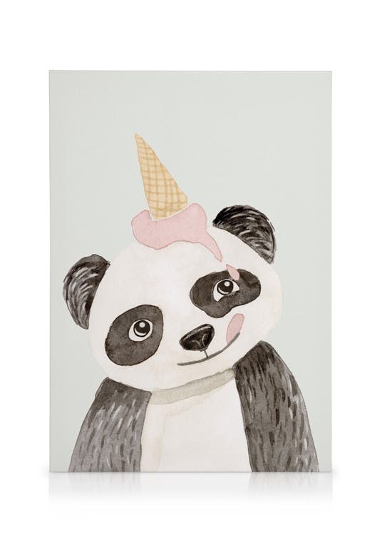 Canvas Prints Party Panda Canvas print (30x40 cm - Oak Frame)