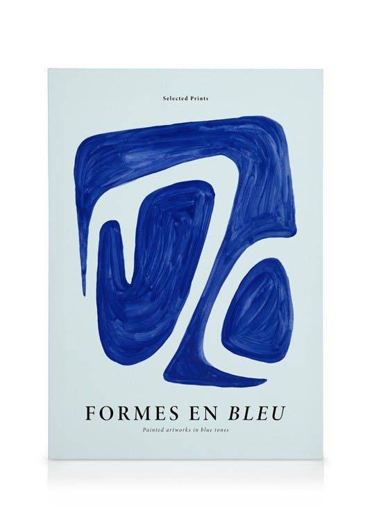 Formes en Bleu No2 Stampa su Tela (30x40 cm - Cornice in nero)- Arte