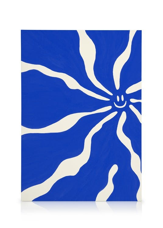 Canvastavlor Happy Blue Flower Canvastavla (30x40 cm - Svart ram)