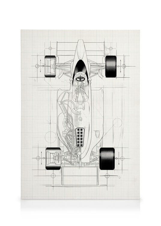 Canvas Prints Racing Car Sketch Canvas print (50x70 cm - Black Frame)