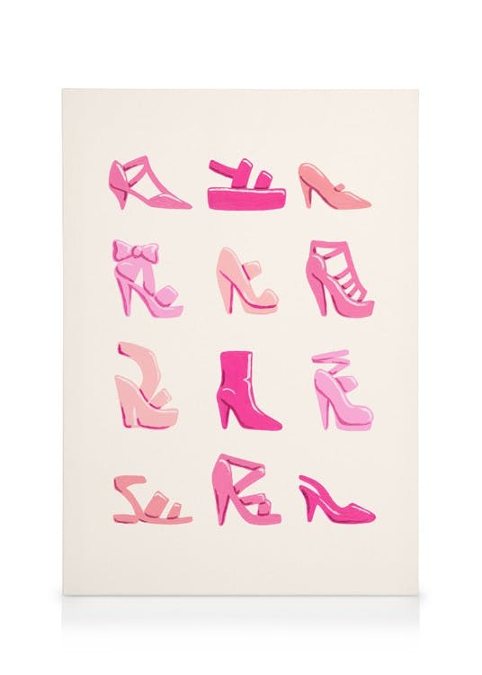 Canvas Prints Pink Shoe Collection Canvas print (50x70 cm - Oak Frame)