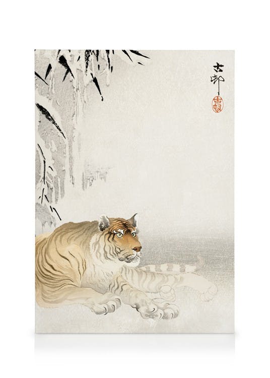 Canvas Prints Ohara Koson - Tiger Canvas print (50x70 cm - Oak Frame)