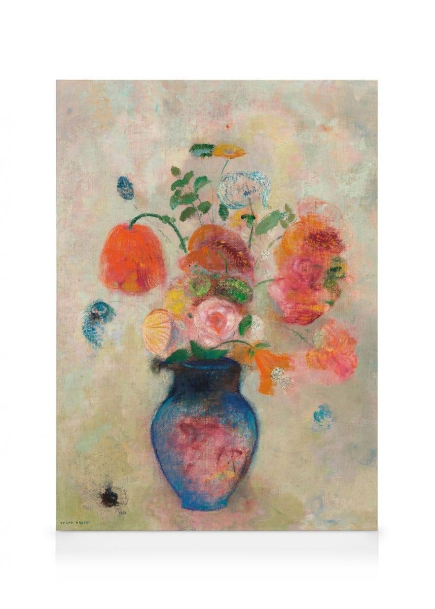 Canvastavlor Odilon Redon - Large Vase with Flowers Canvastavla (30x40 cm - Svart ram)