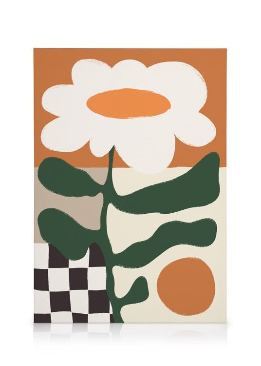 Canvas Schilderijen Retro Flower Canvas (30x40 cm - Fotolijst Zwart)