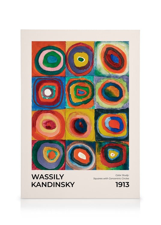 Canvas Prints Kandinsky - Squares with Concentric Circles Canvas print (30x40 cm - Black Frame)