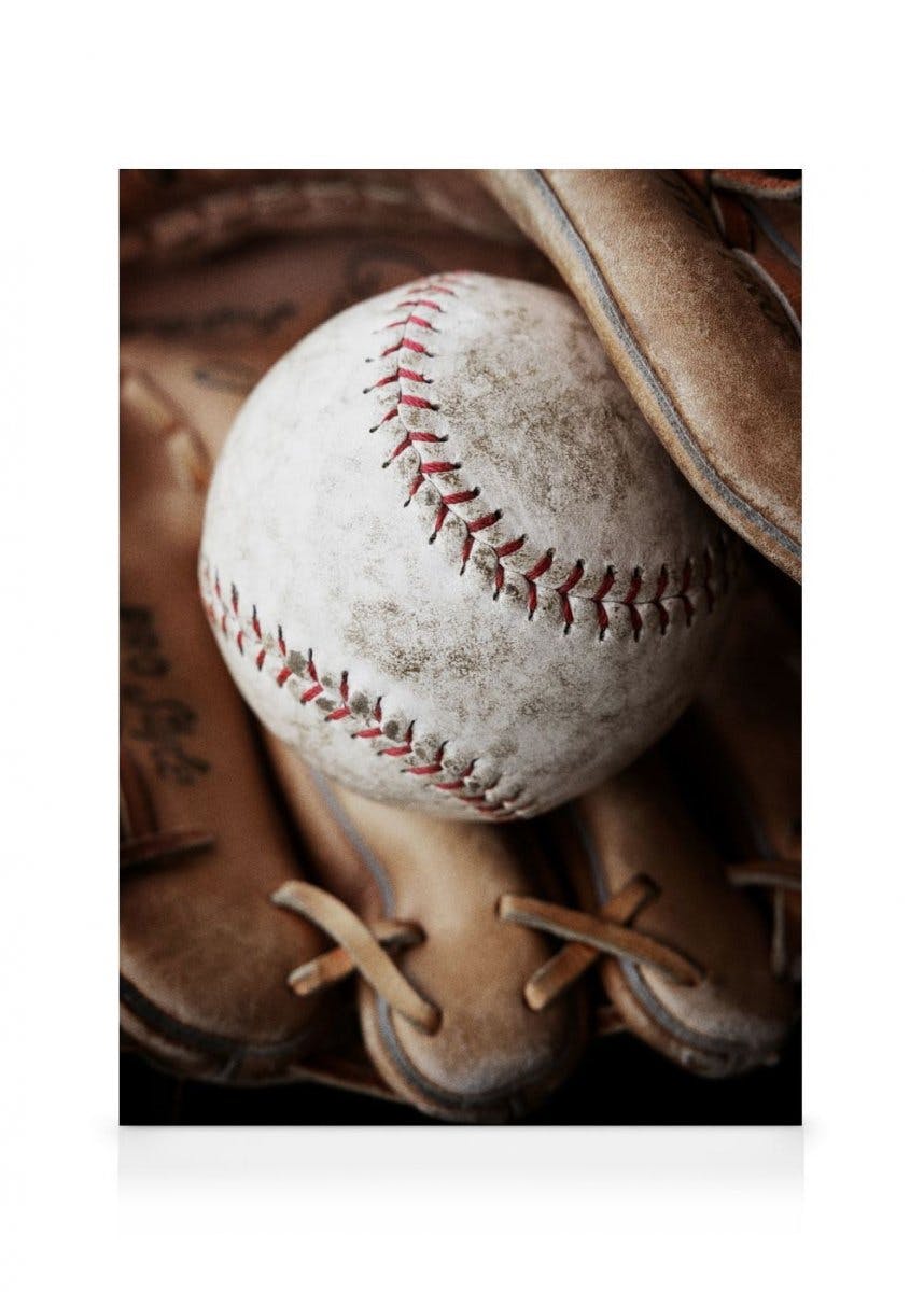 Baseball in Glove Stampa su Tela (50x70 cm)- Foto d'arte