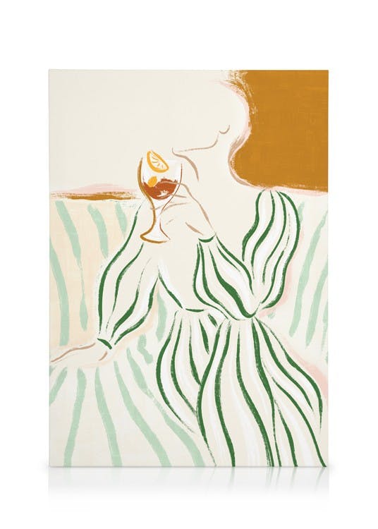 Canvas Prints Green Striped Dress Canvas print (50x70 cm - Oak Frame)