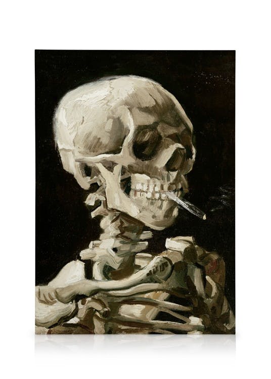 Canvas Prints Van Gogh - Head of a Skeleton With a Burning Cigarette Canvas print (50x70 cm - Black Frame)
