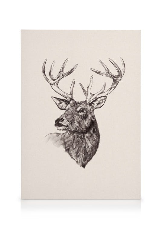Happy Holidays Reindeer Stampa su Tela (30x40 cm - Cornice in rovere)-Stampe su tela