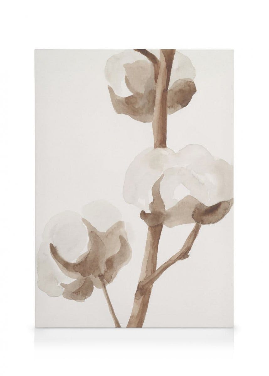 Canvas Prints Aquarelle Cotton Flowers Canvas print (30x40 cm - Black Frame)