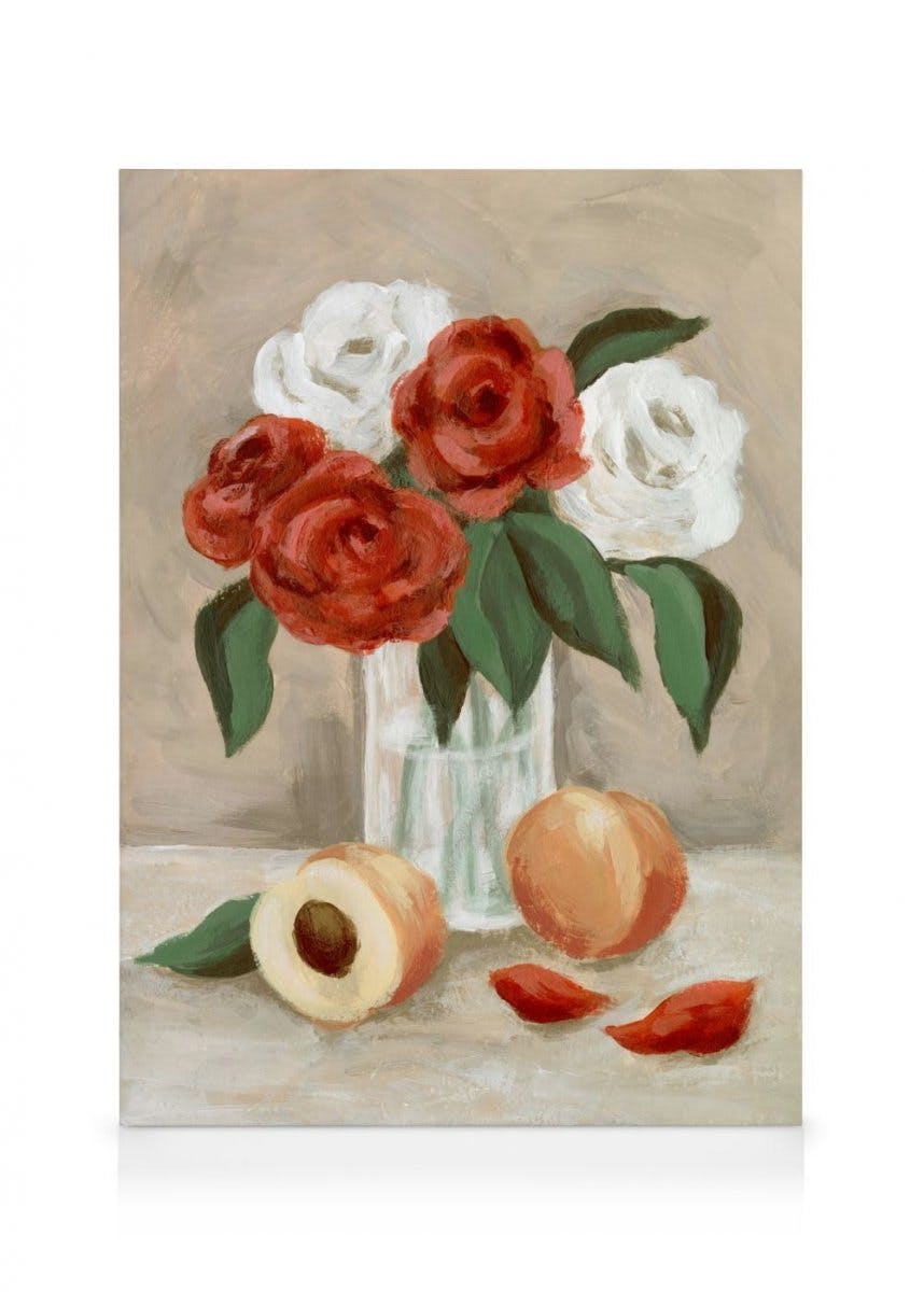 Canvas Schilderijen Flowers and Peaches Canvas (50x70 cm)