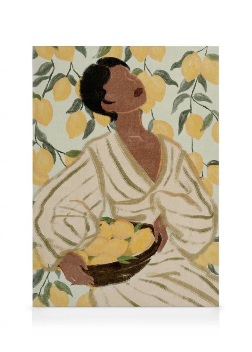 Canvas Schilderijen Woman in Citrus Garden Canvas (30x40 cm)