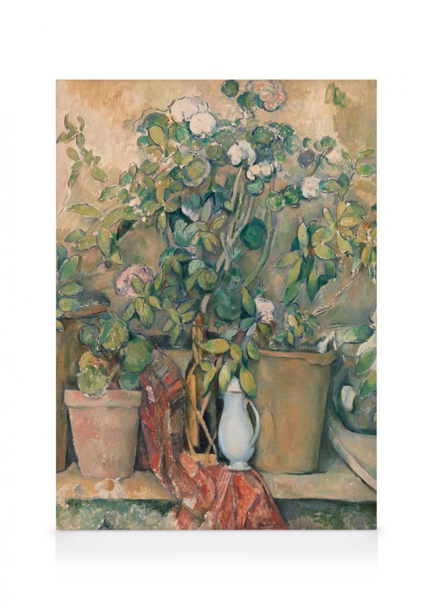 Canvastavlor Paul Cézanne - Terracotta Pots and Flowers Canvastavla (50x70 cm)