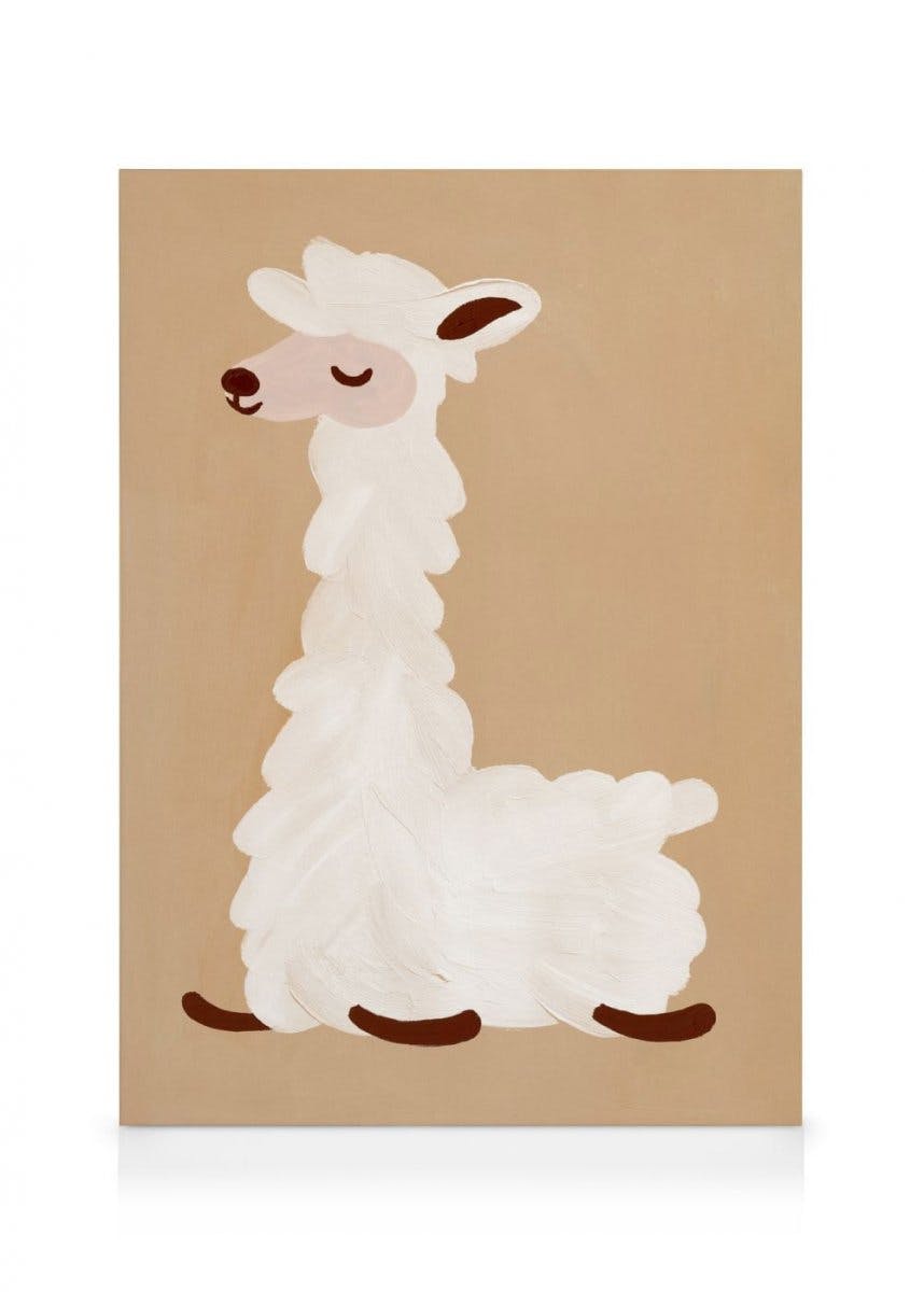 Canvastavlor Lazy Lama Canvastavla (30x40 cm - Svart ram)