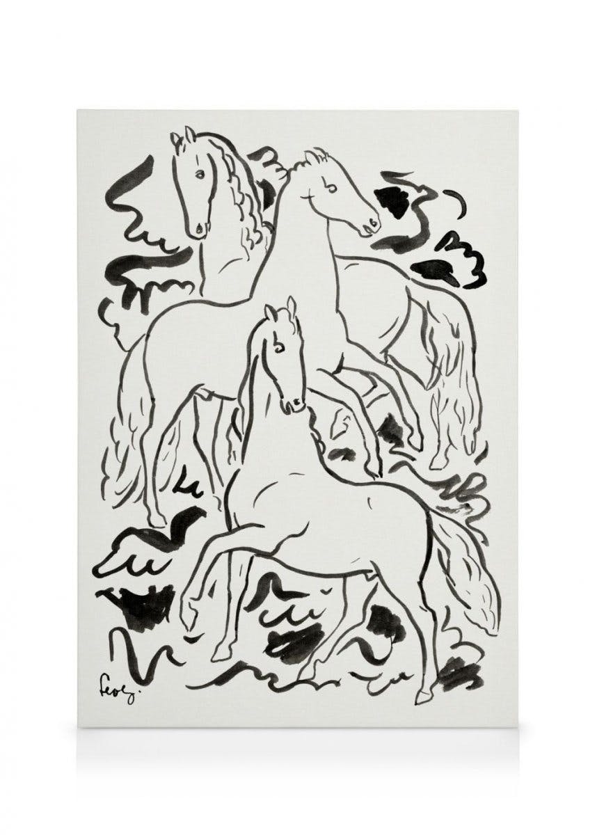 Leo Gestel - Three Horses Toile (30x40 cm) - Peintres célèbres