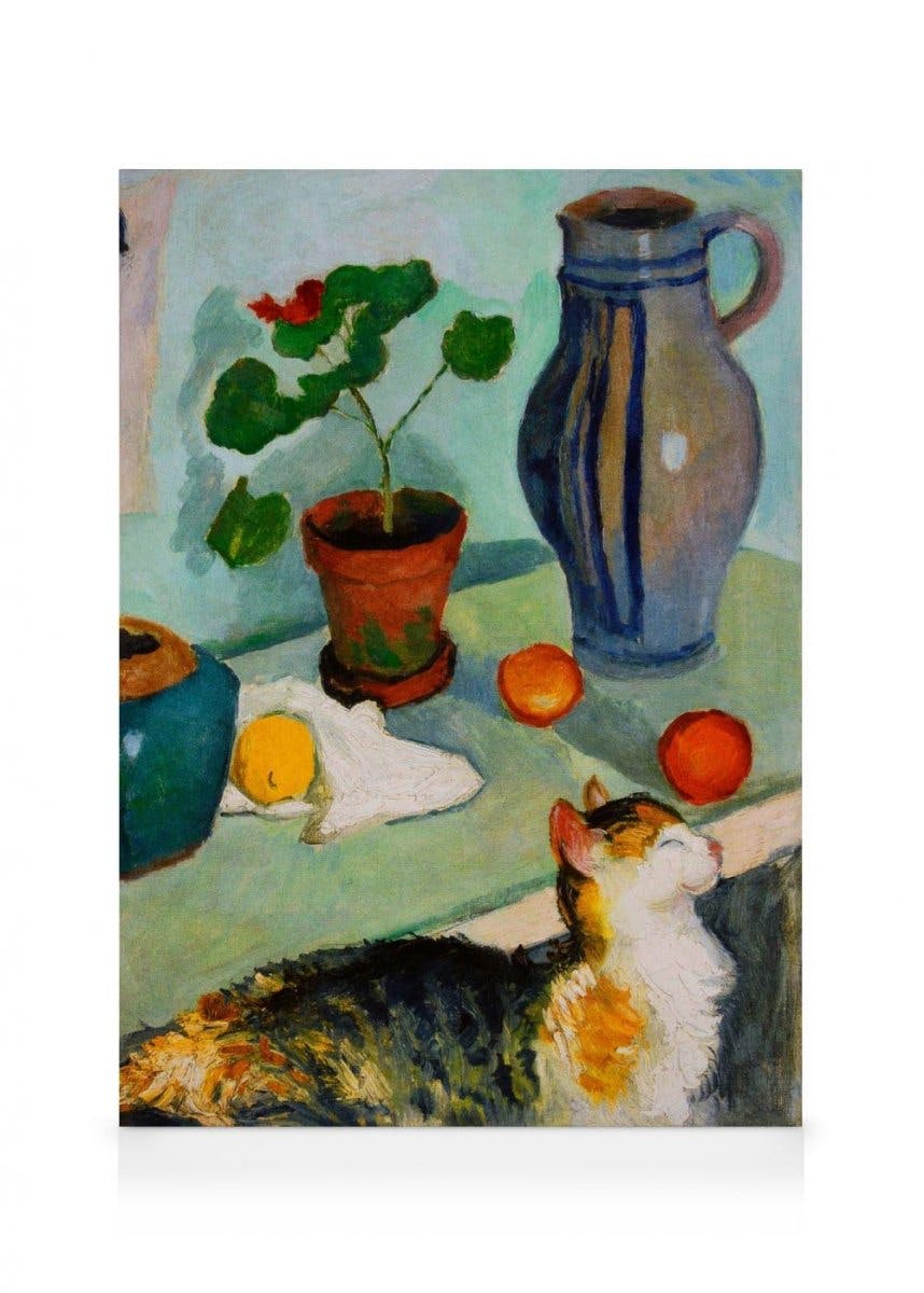 Obrazy na płótnie August Macke - The Ghost in the House Stalls - Still Life with a Cat Obraz na płótnie (30x40 cm - Ramka dębowa)