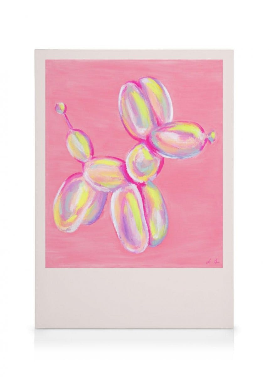 Canvas Schilderijen Colorful Balloon Dog Canvas (30x40 cm - Fotolijst Eiken)