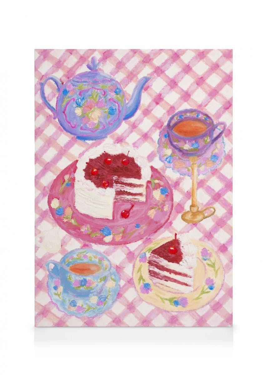 Canvas Schilderijen Cherry Red Velvet Cake Canvas (50x70 cm)