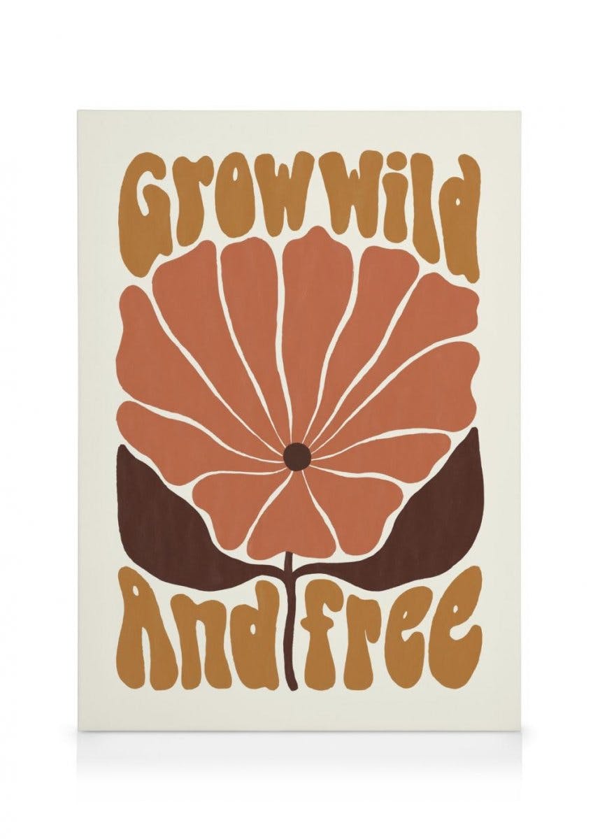 Grow Wild and Free Stampa su Tela (50x70 cm - Cornice in rovere)- Illustrazioni