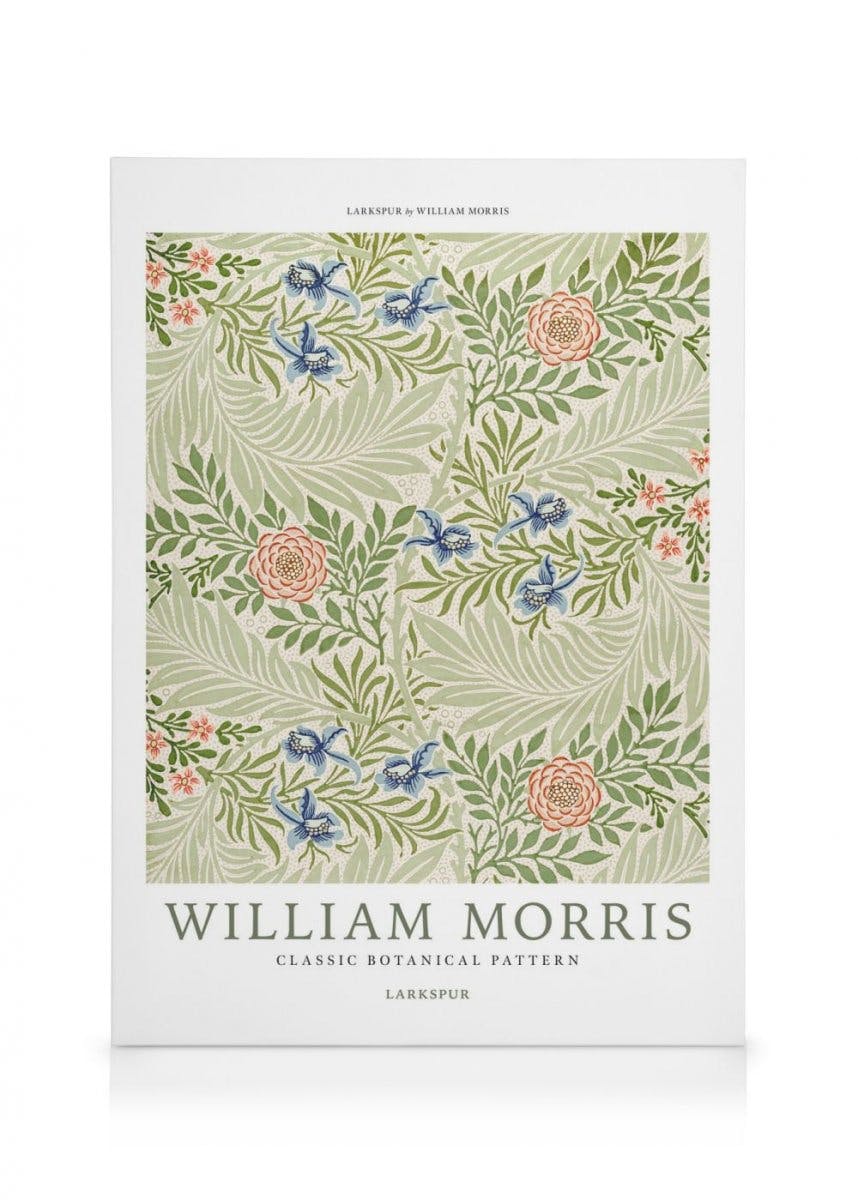 Canvas Prints William Morris - Larkspur No4 Canvas print (50x70 cm - Black Frame)