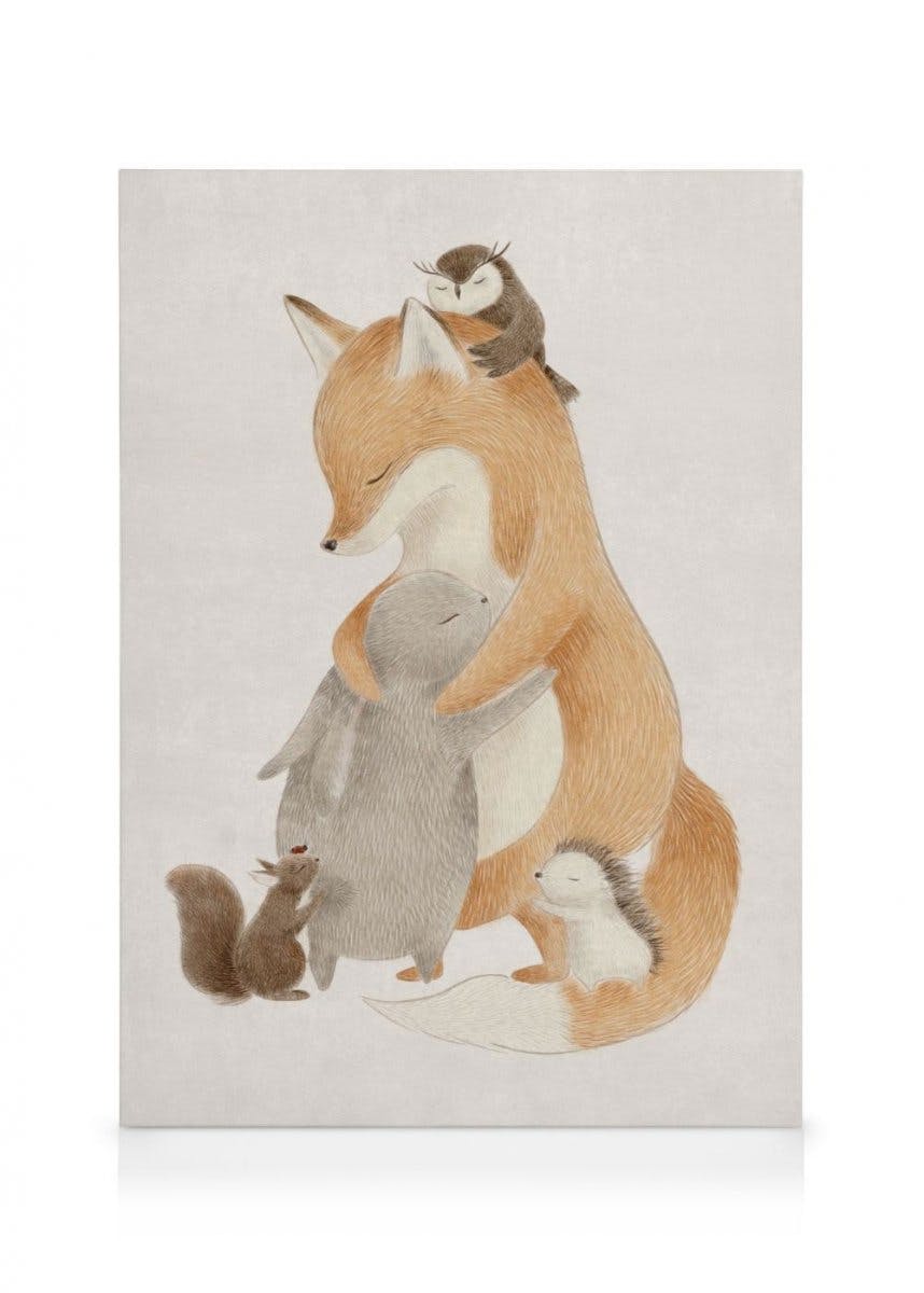 Canvas Prints Furry Friends Hug Canvas print (30x40 cm - Black Frame)