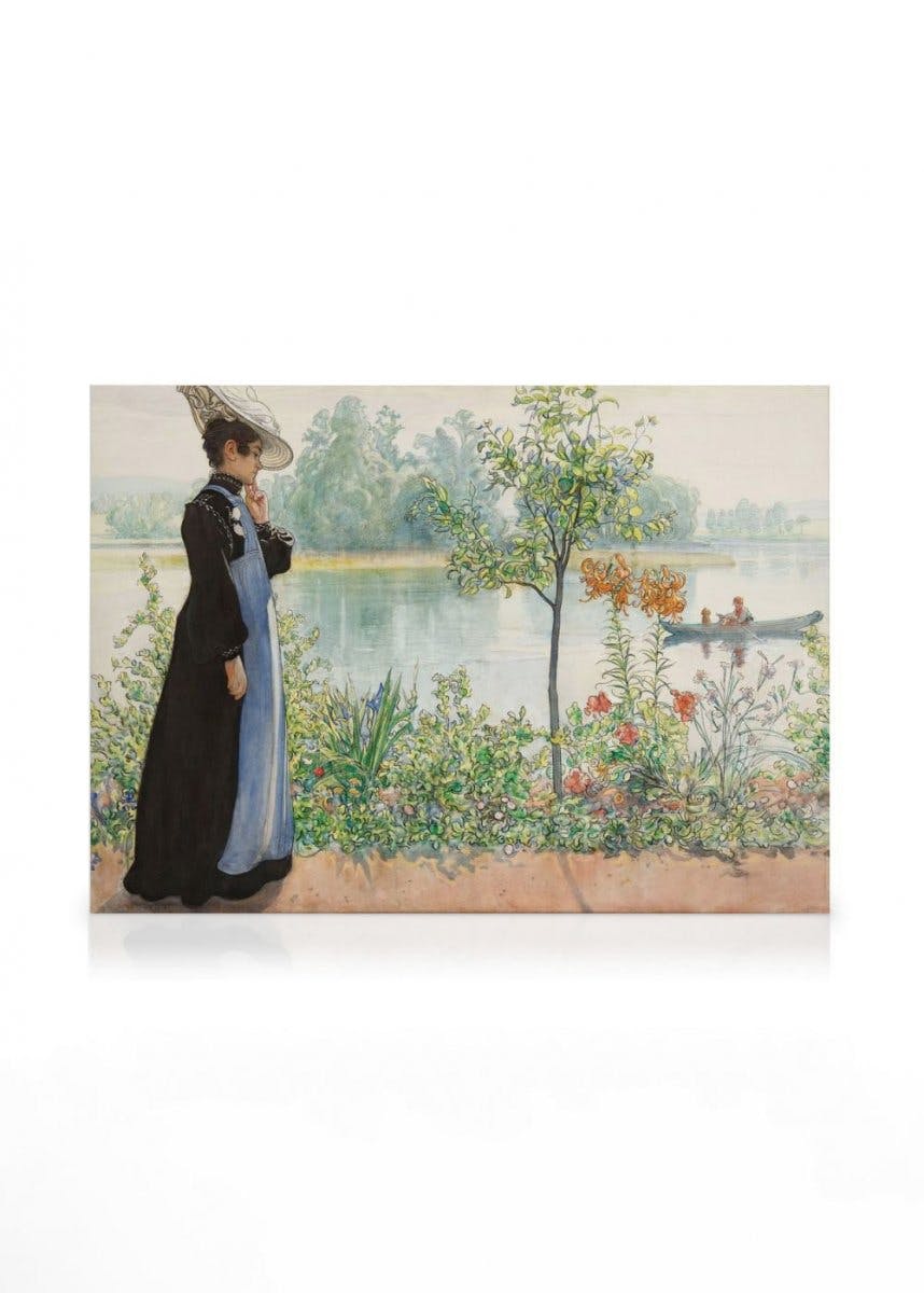 Canvas Prints Carl Larsson - Karin by the Shore Canvas print (50x70 cm - Oak Frame)