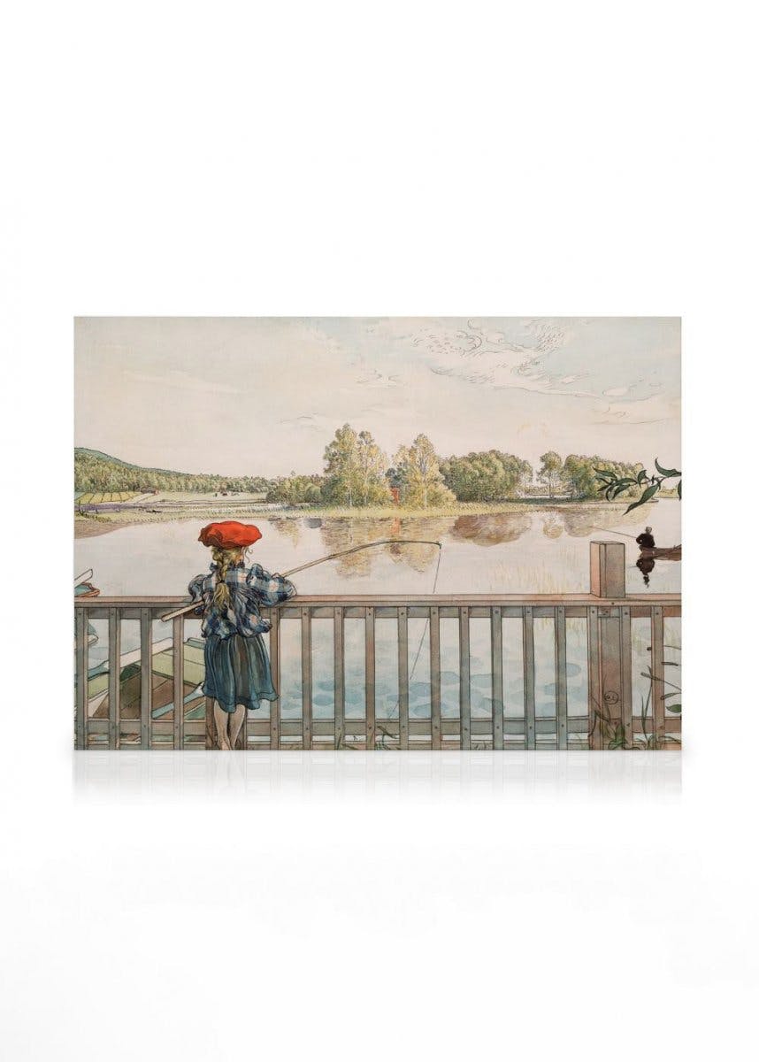 Canvas Prints Carl Larsson - Lisbeth Fishing Canvas print (30x40 cm - Black Frame)