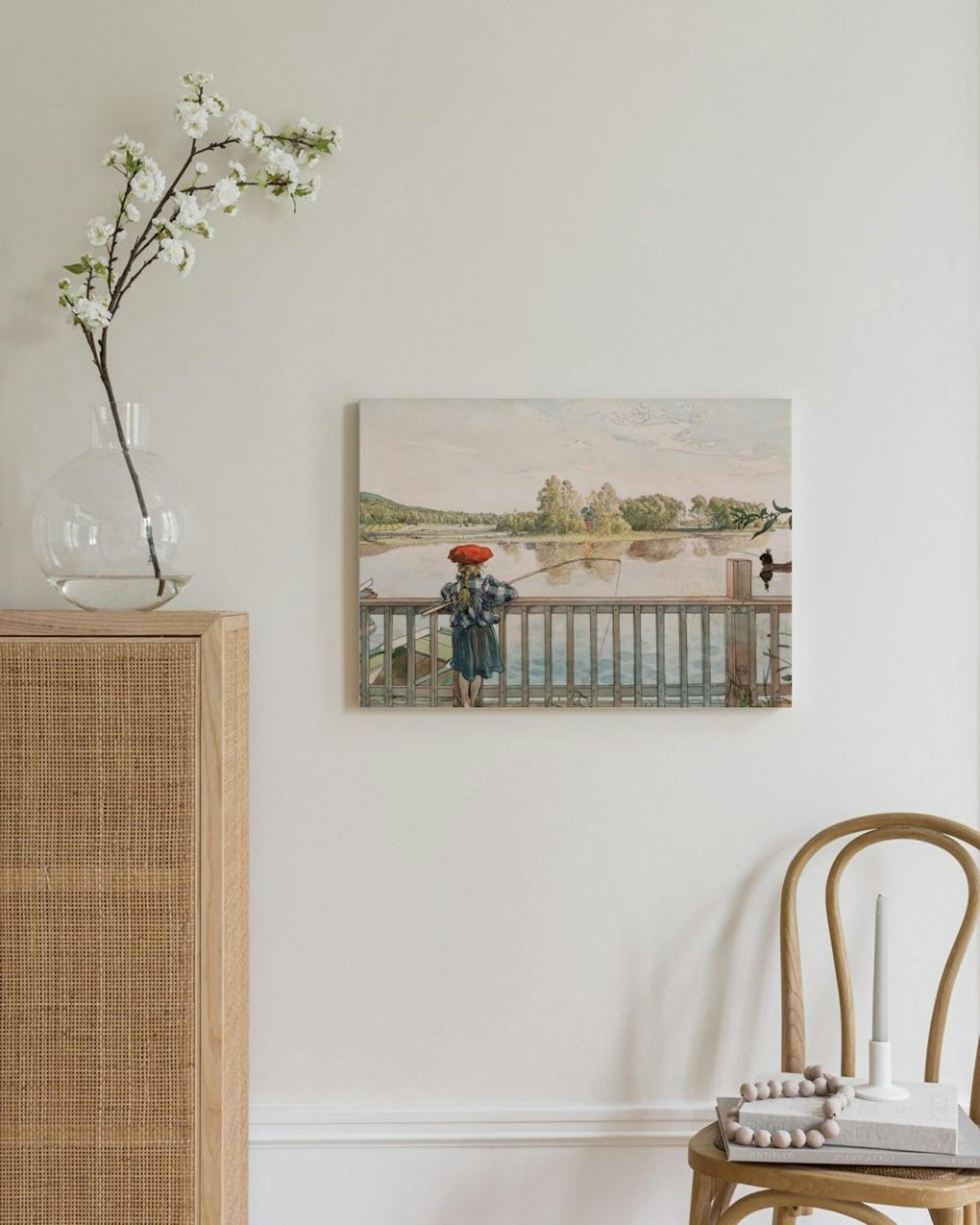 Carl Larsson - Lisbeth Fishing Obraz na plátně