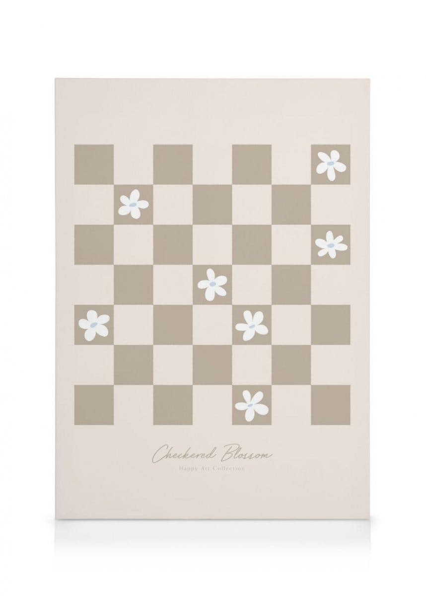 Canvas Schilderijen Checkered Blossom Canvas (30x40 cm - Fotolijst Zwart)