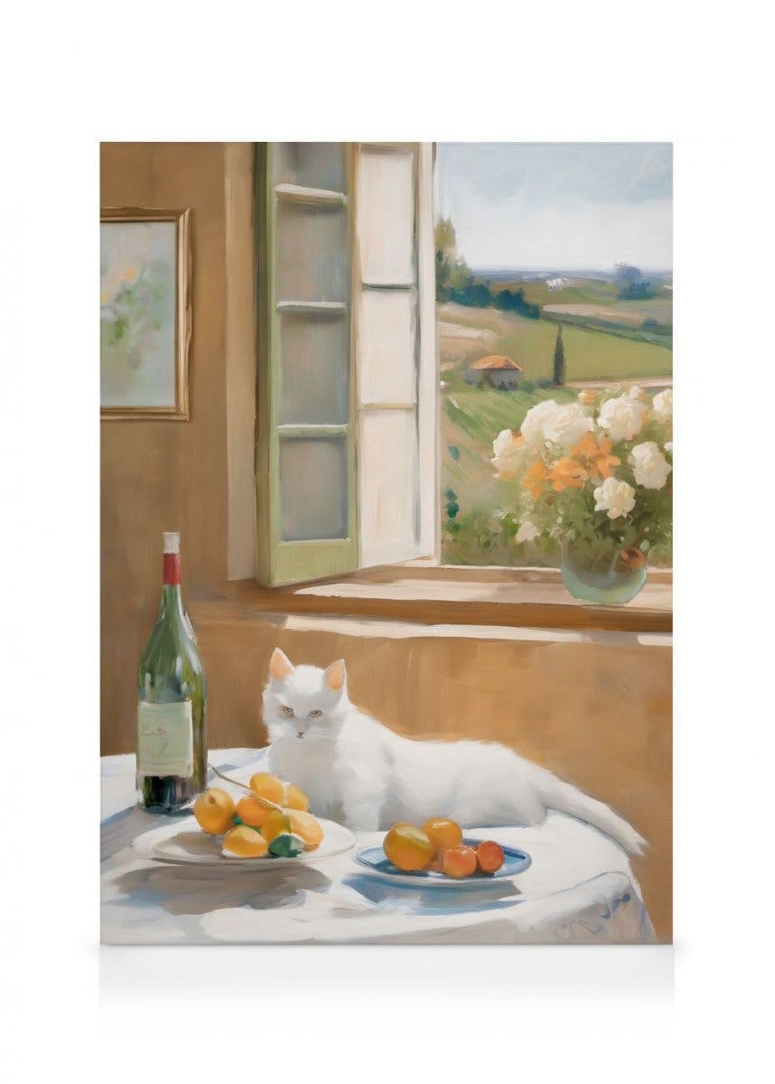Canvas Schilderijen Still Life Cat Canvas (30x40 cm - Fotolijst Eiken)