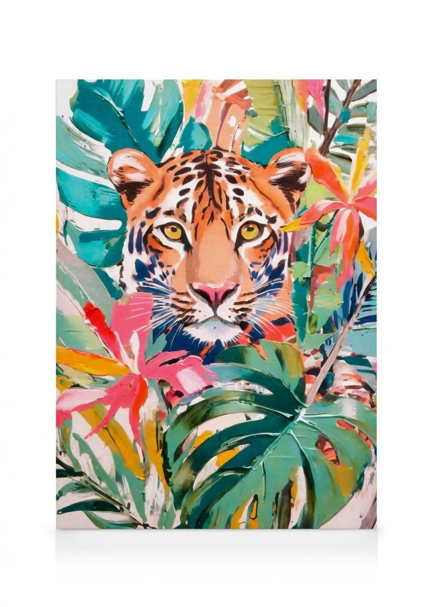 Canvas Schilderijen Tropical Tiger Canvas (50x70 cm)