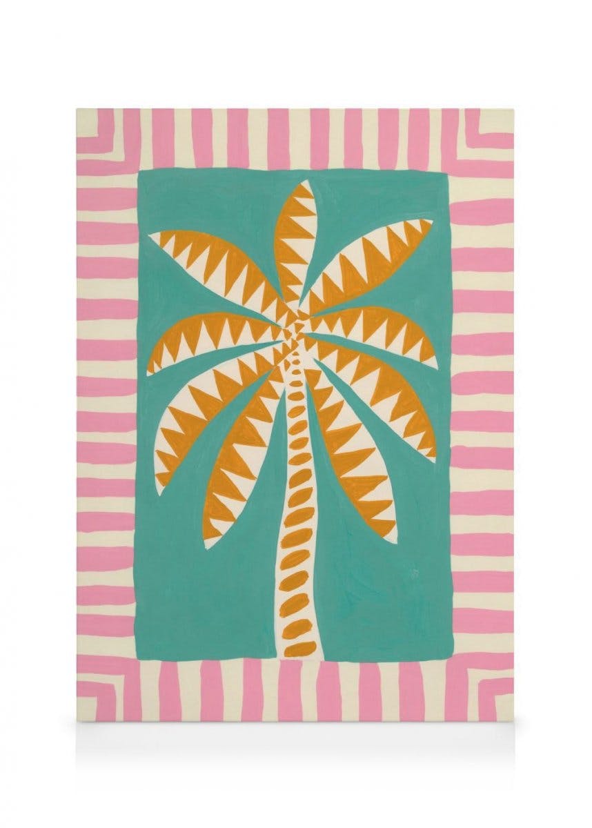 Canvas Schilderijen Funky Palm Tree Canvas (30x40 cm - Fotolijst Zwart)
