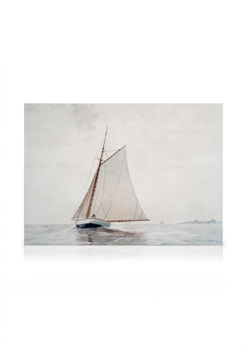 Canvastavlor Winslow Homer - Sailing off Gloucester Canvastavla (30x40 cm - Svart ram)