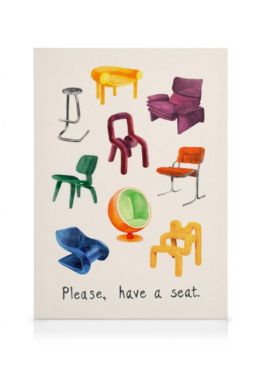 Have a Seat Stampa su Tela (30x40 cm - Cornice in rovere)- Illustrazioni